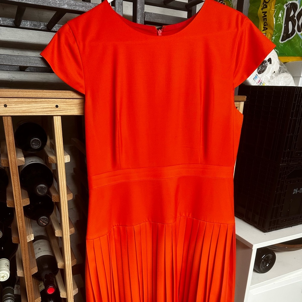 J crew pleated dress in bright red